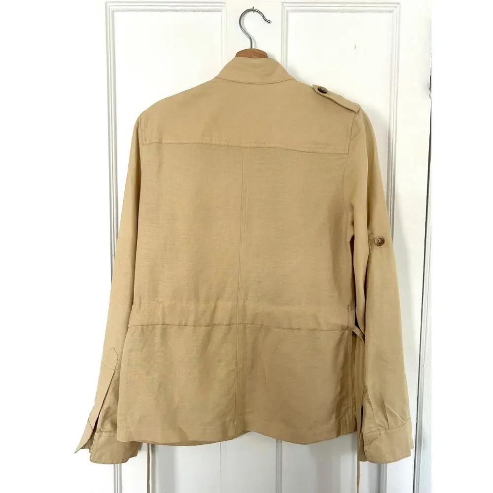 Vintage 90's Linen/Rayon Cargo Jacket Size Small | Bandolino | Minimalist Style